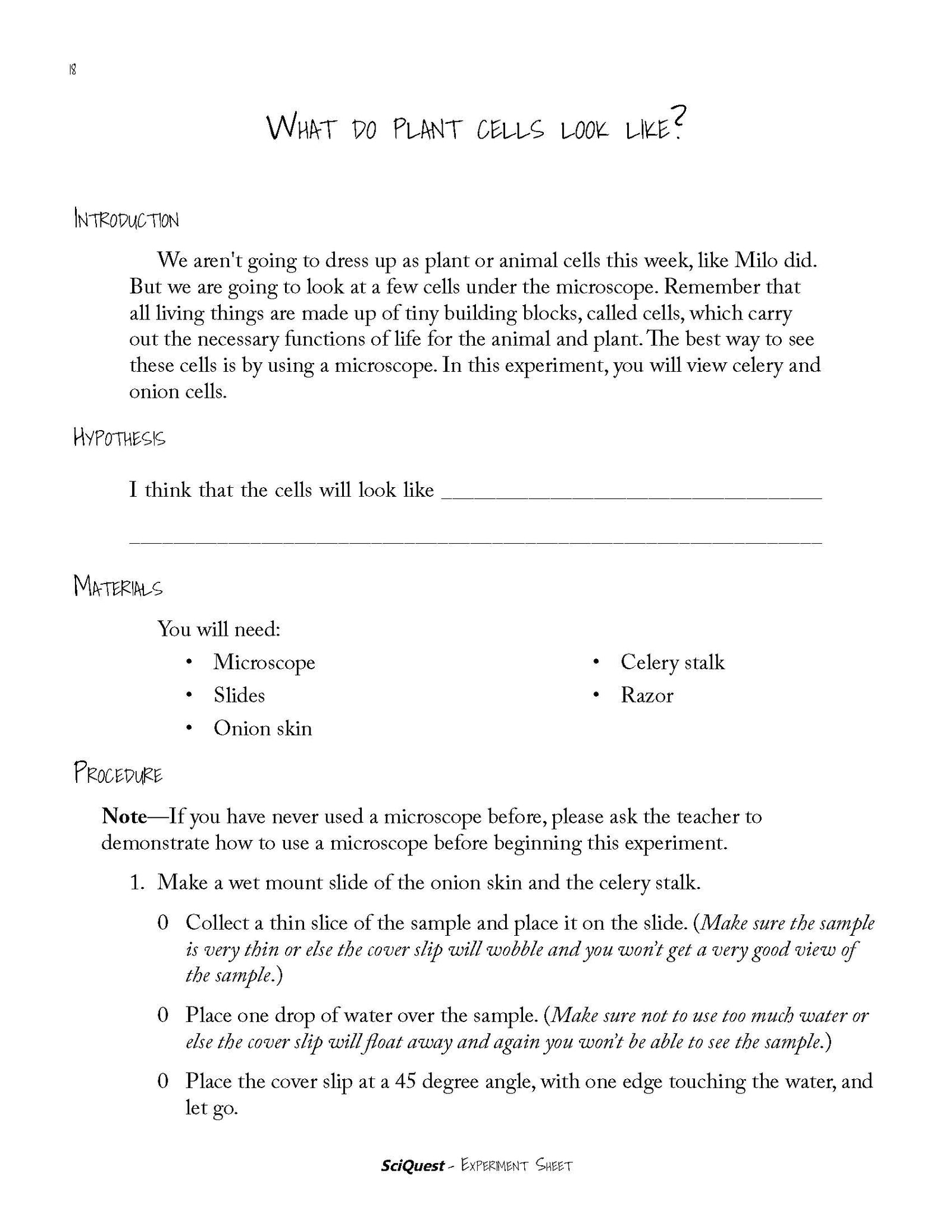 SciQuest 100: Milo's Mission Lab Journal