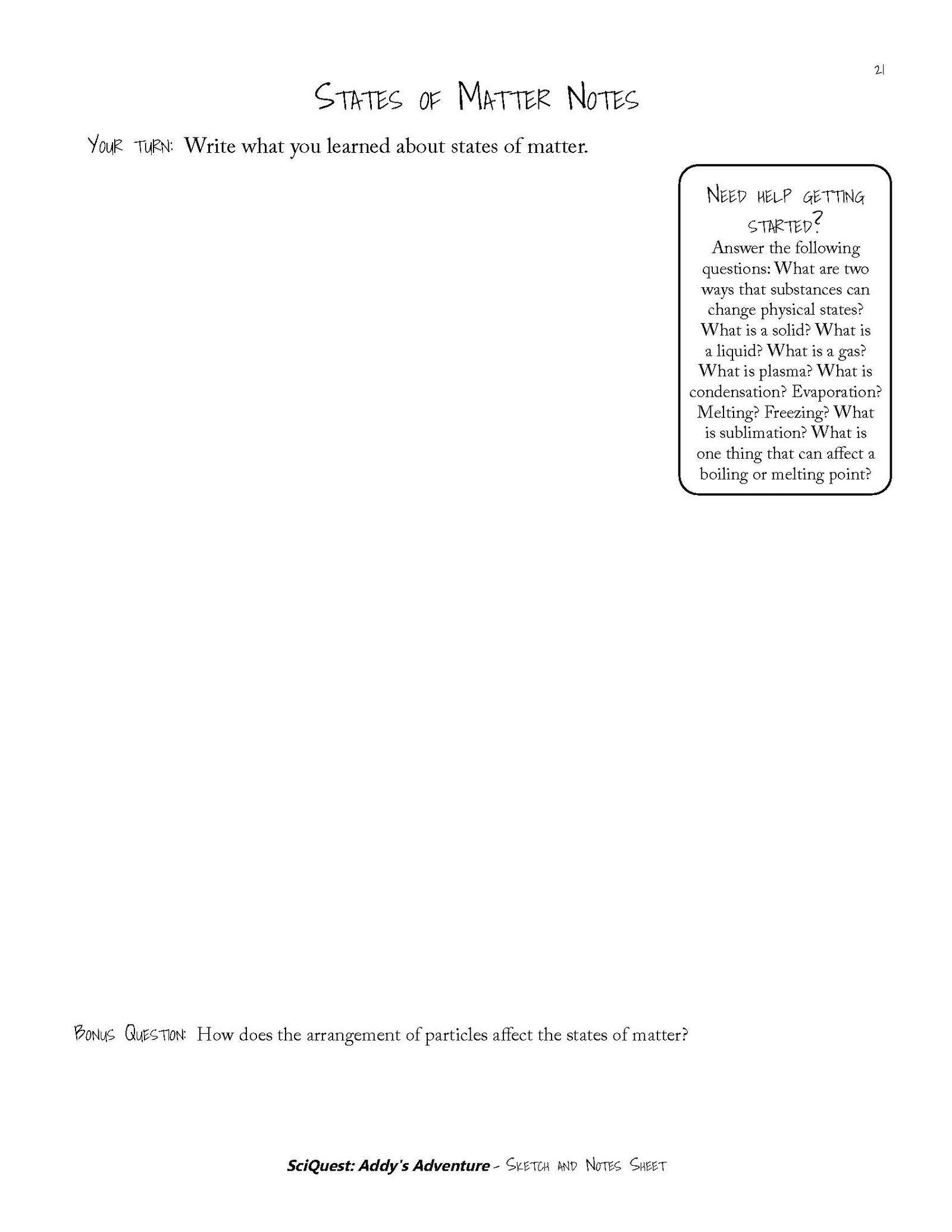 SciQuest 200: Addy's Adventure Lab Journal