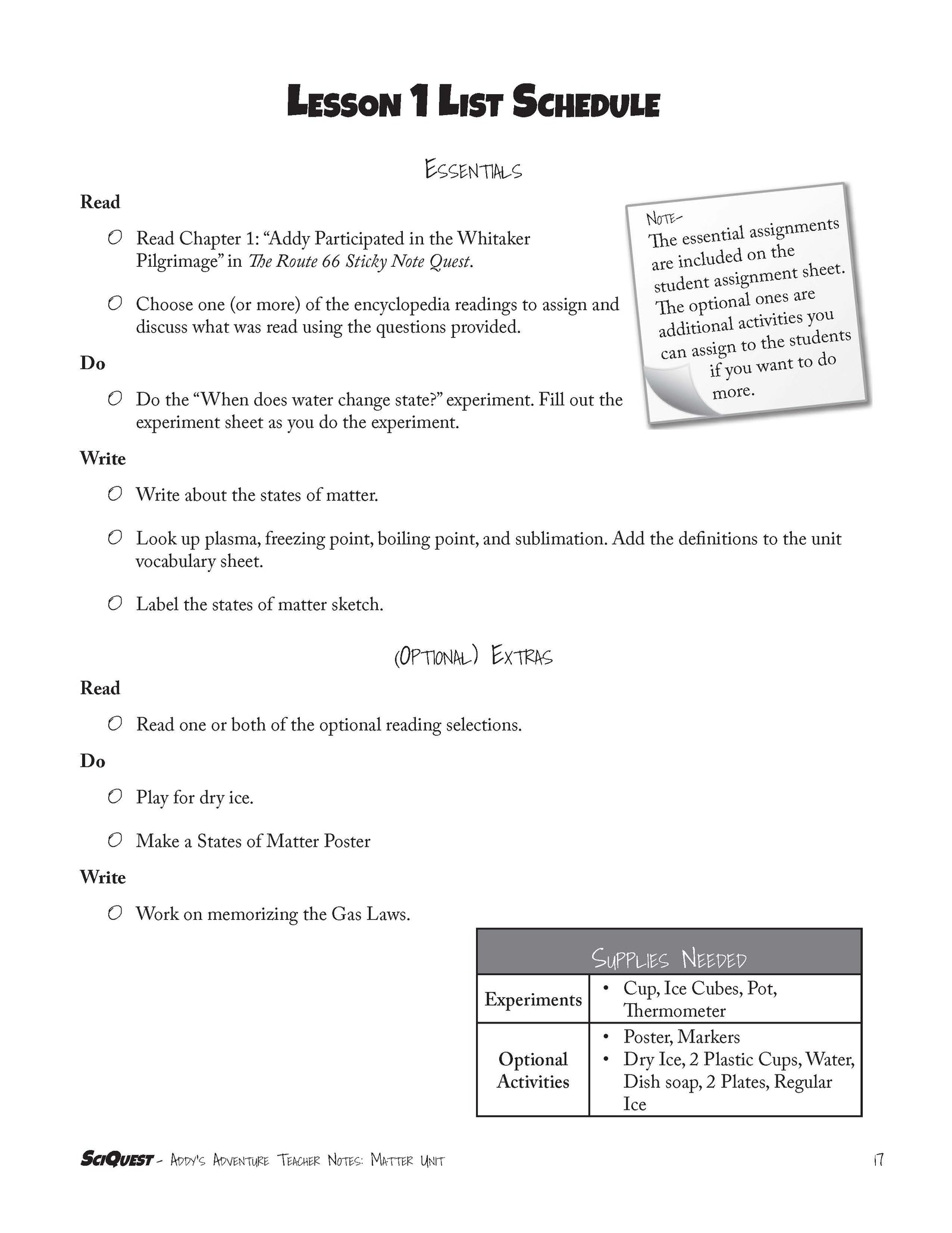 SciQuest 200: Addy's Adventure Instructor's Guide