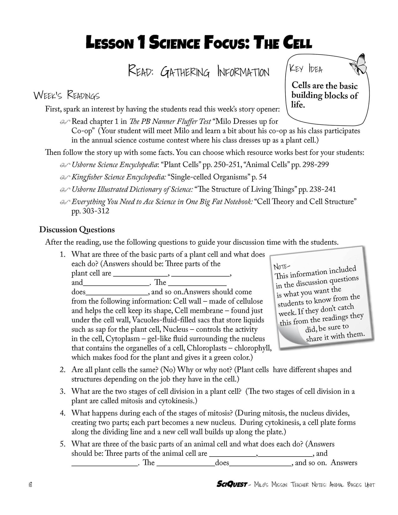 SciQuest 100: Milo's Mission Instructor's Guide