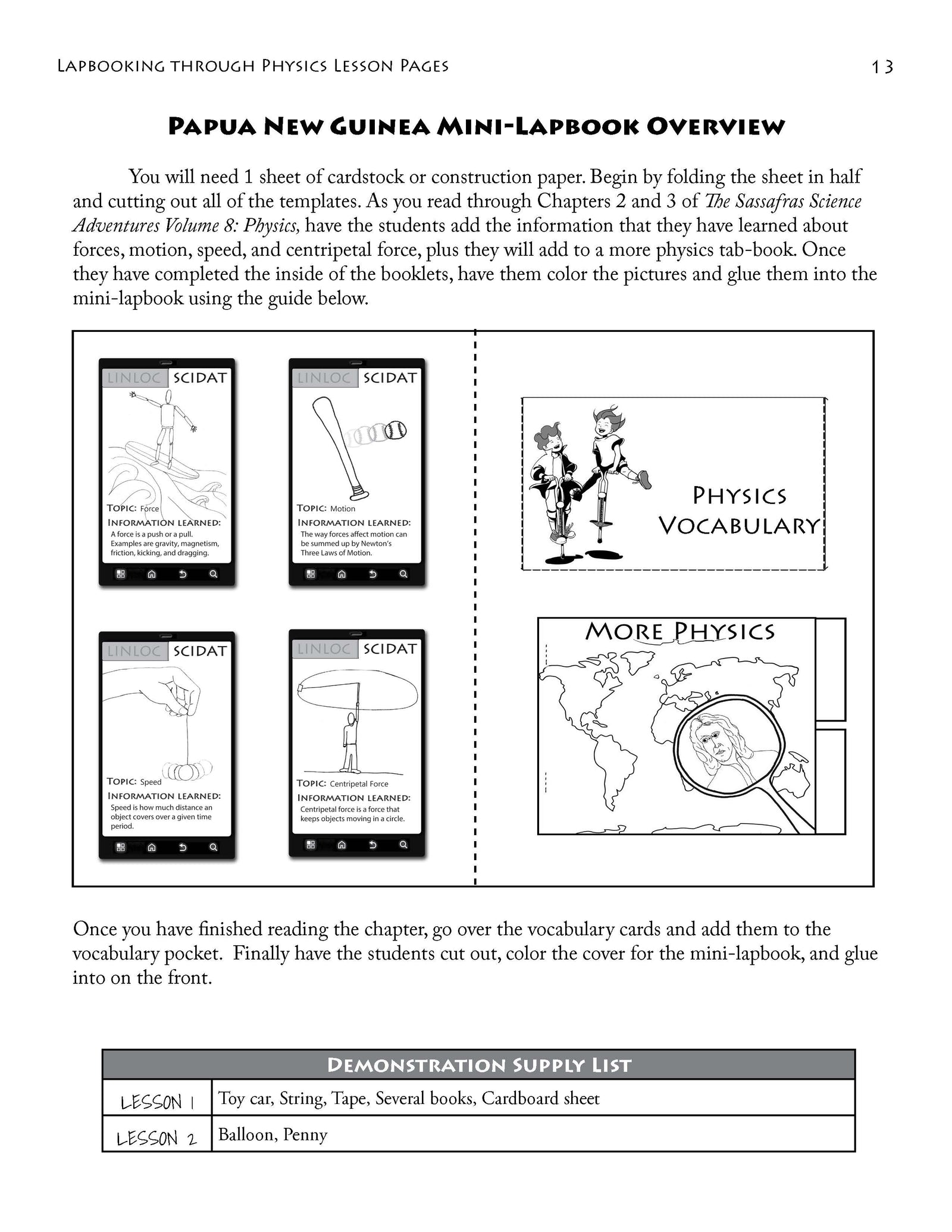 Lapbooking through Physics with the Sassafras Twins