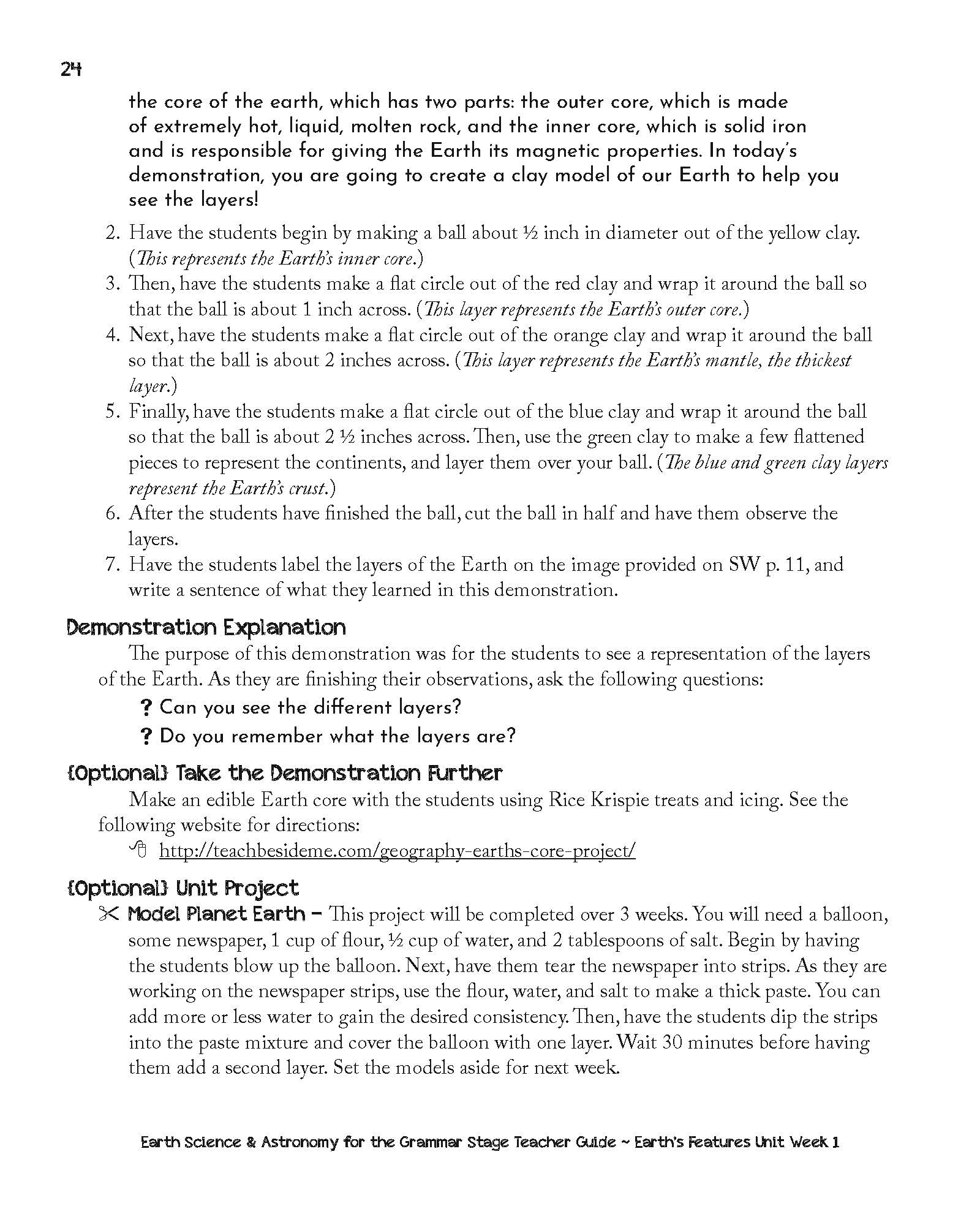 Earth Science & Astronomy for the Grammar Stage Teacher Guide