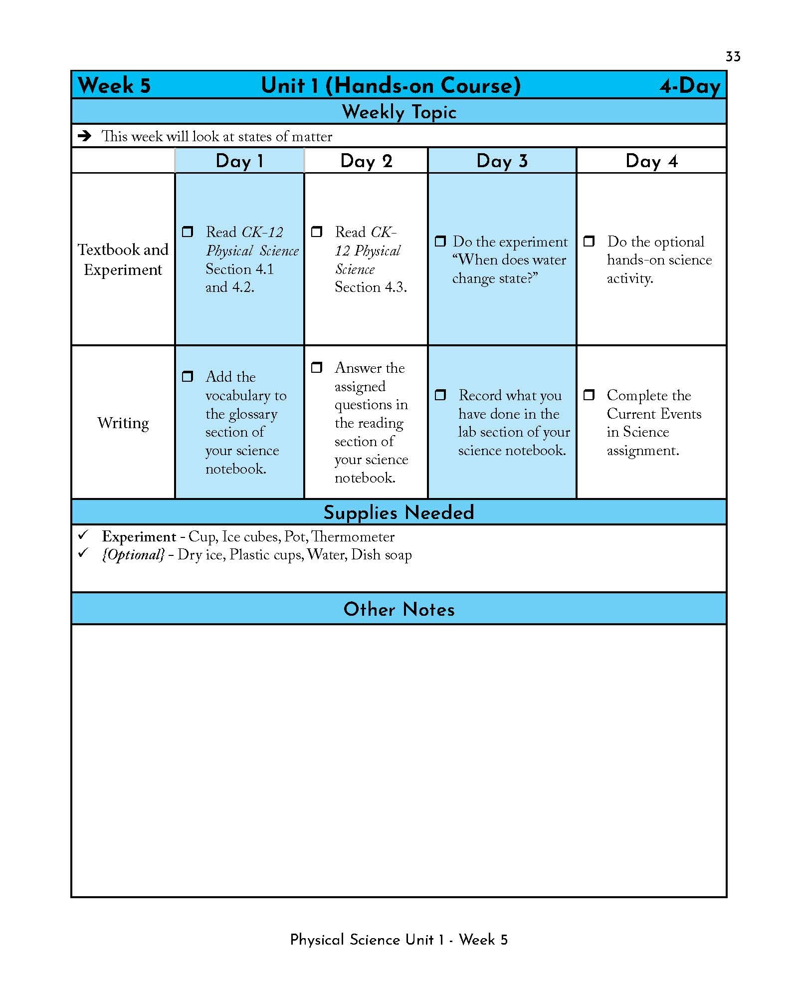 Physical Science Printed Guide