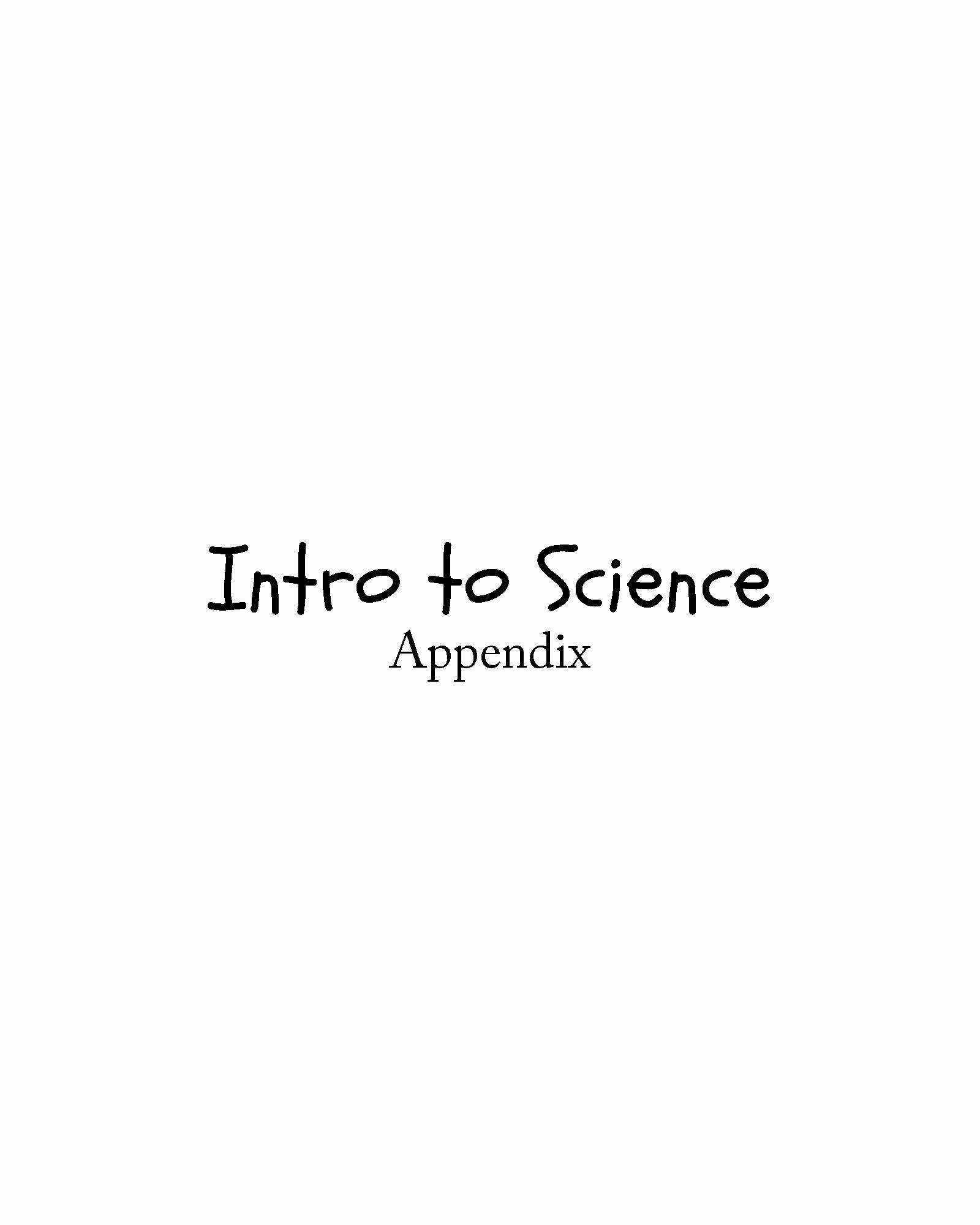 Intro To Science Appendix Templates