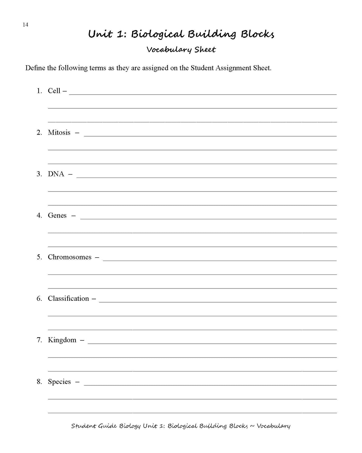 Biology for the Logic Stage Student Guide (3rd Edition)