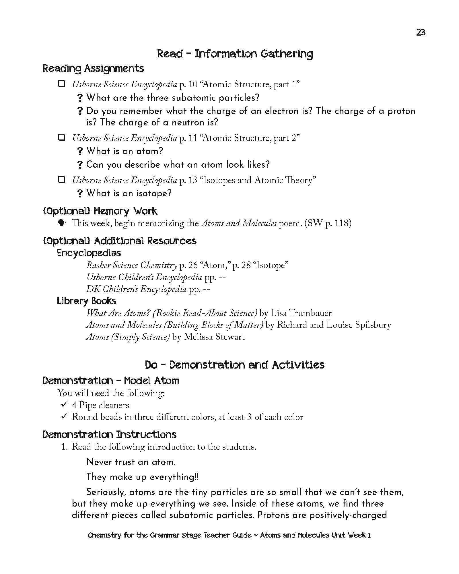 Grammar Stage ebook for Chemistry