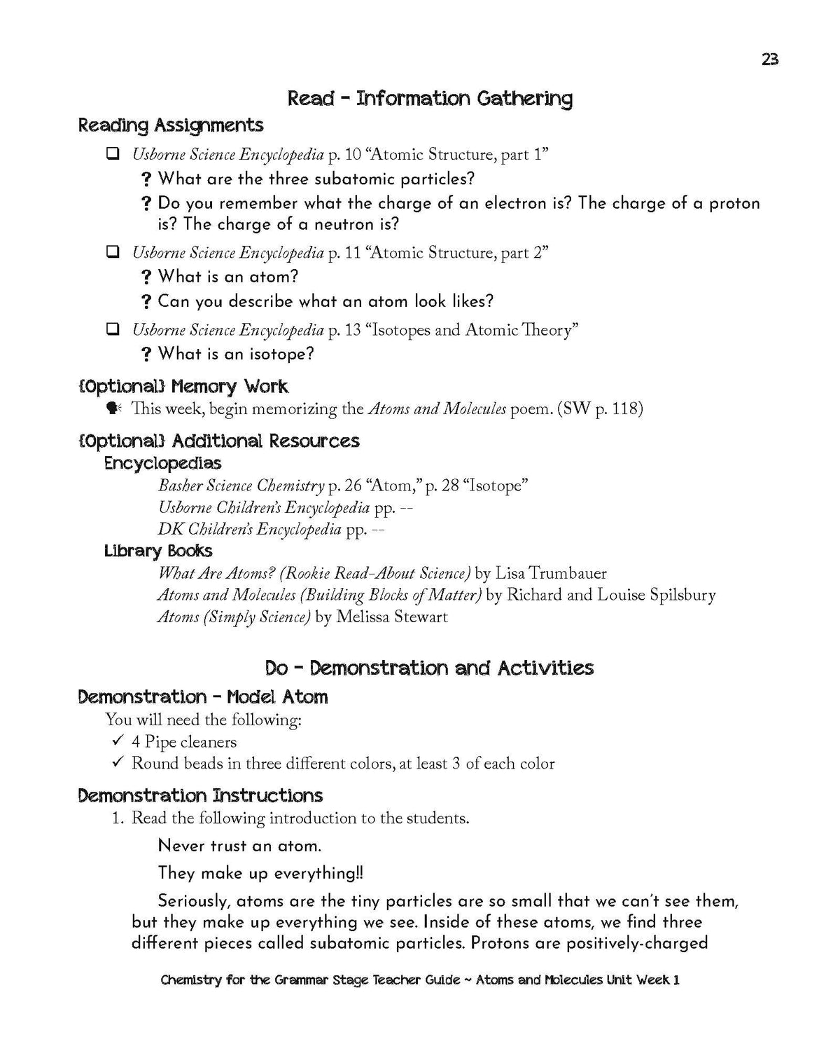 Chemistry for the Grammar Stage Printed Combo