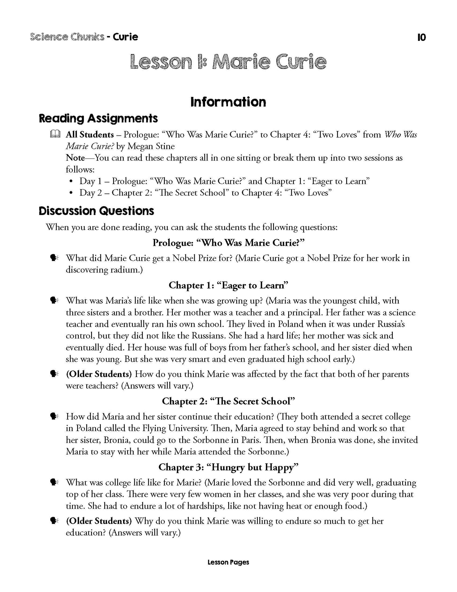 Science Chunks Curie Unit | Elemental Science