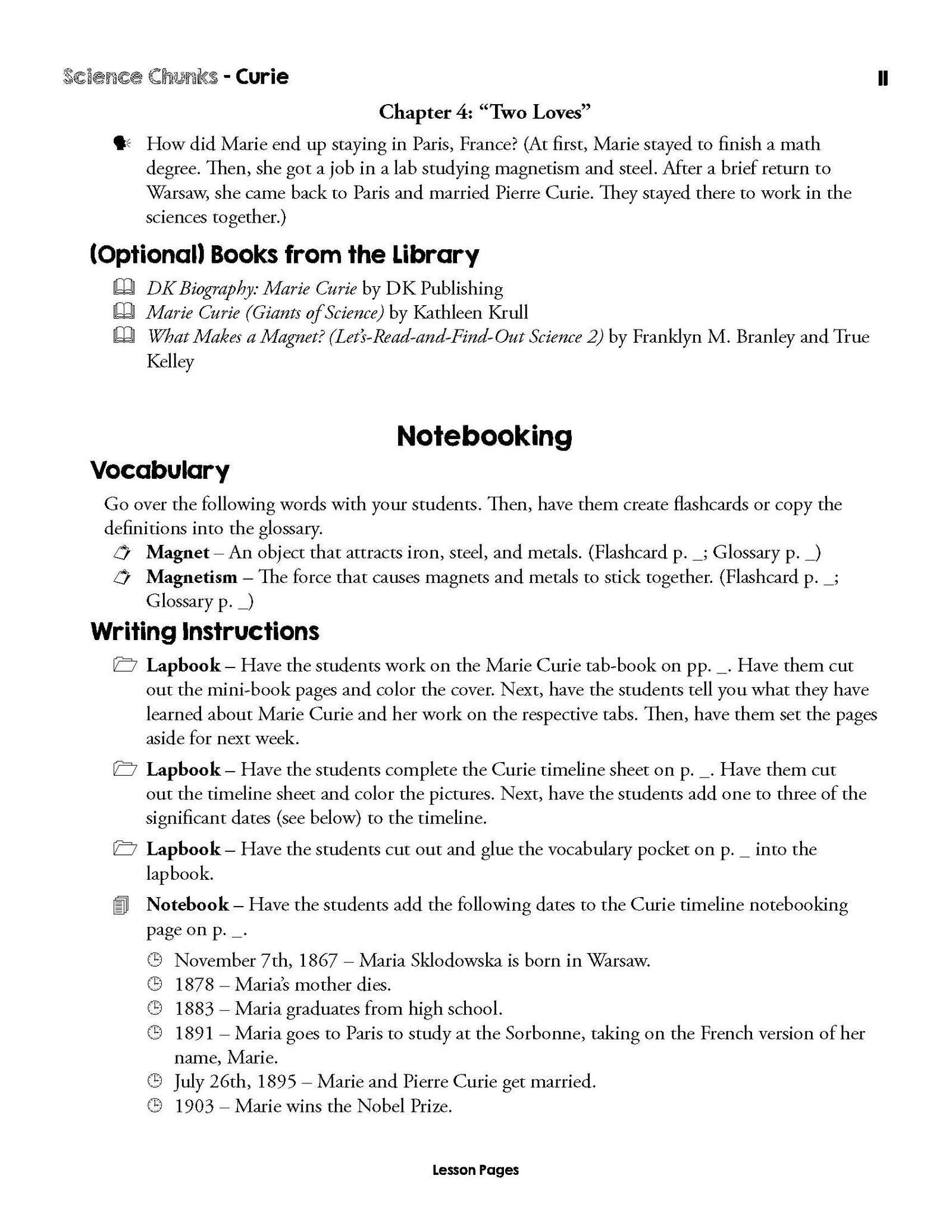 Science Chunks Curie Unit | Elemental Science