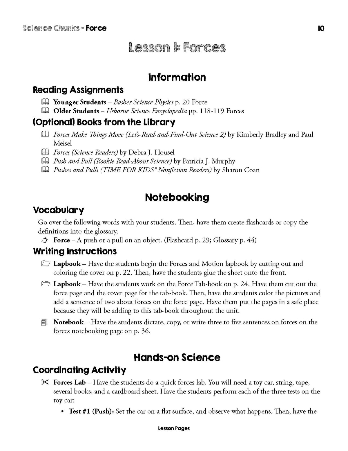 Science Chunks Force Unit | Elemental Science