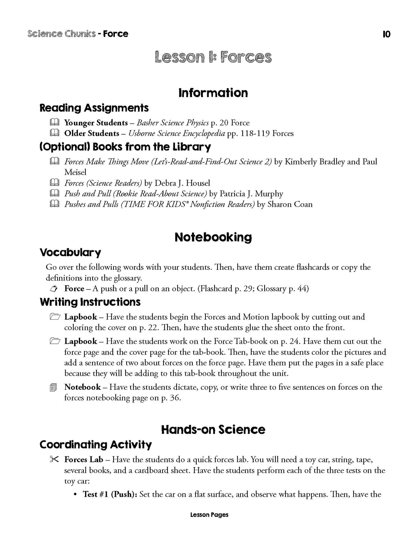 Science Chunks Force Unit | Elemental Science