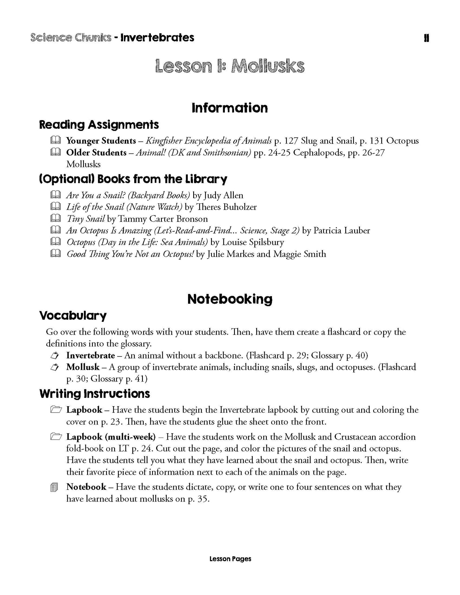 Science Chunks Invertebrates Unit | Elemental Science