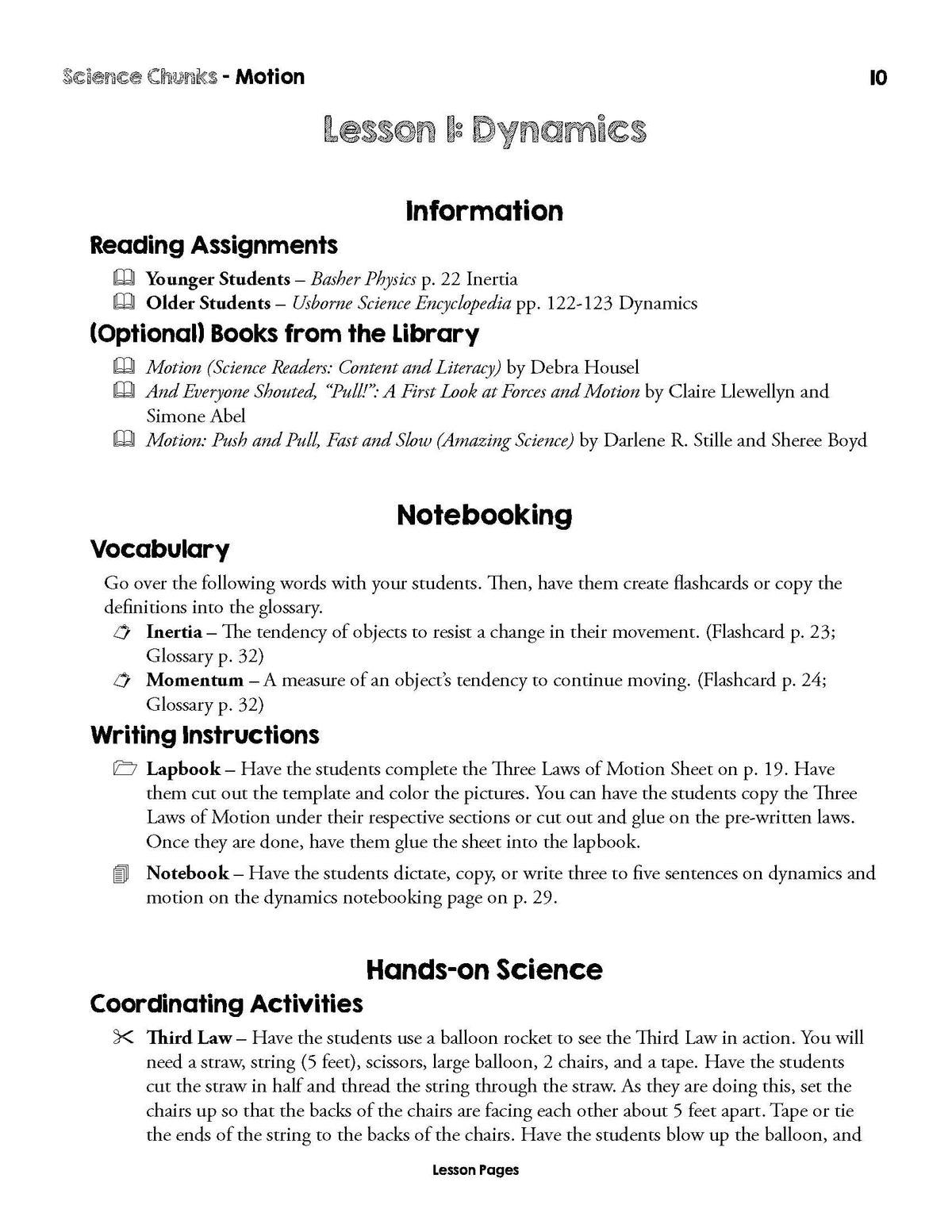 Science Chunks Motion Unit | Elemental Science