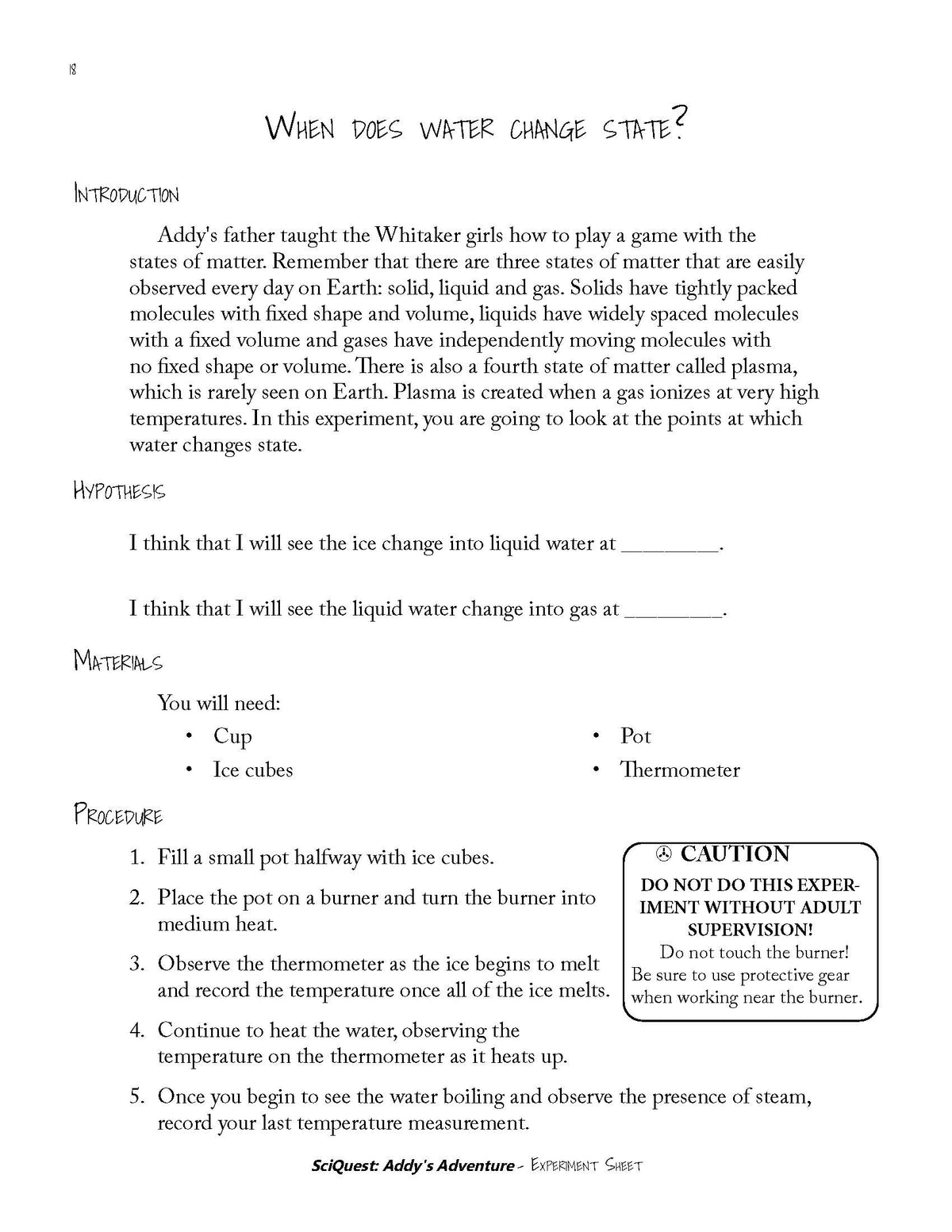 SciQuest 200: Addy's Adventure Lab Journal