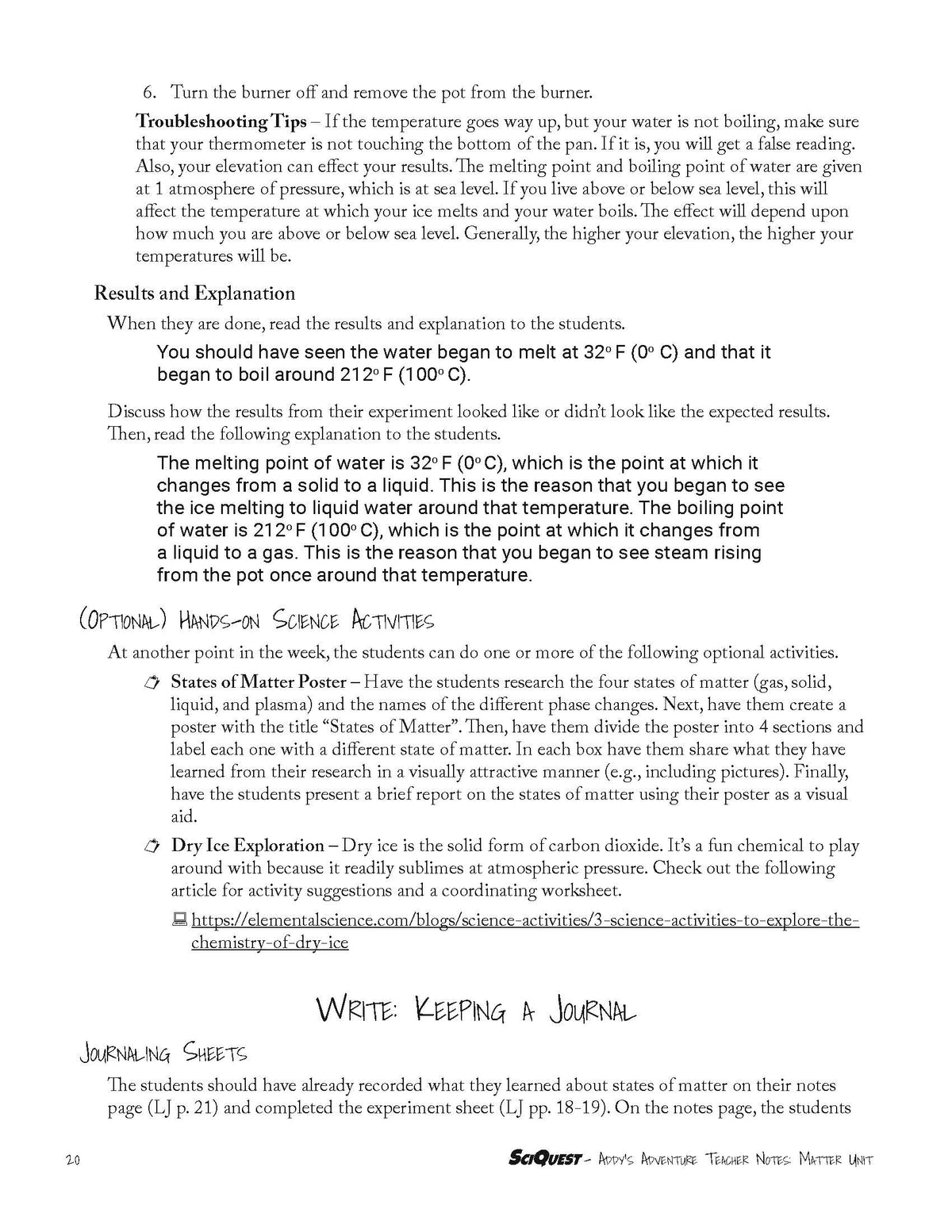 SciQuest 200: Addy's Adventure Instructor's Guide