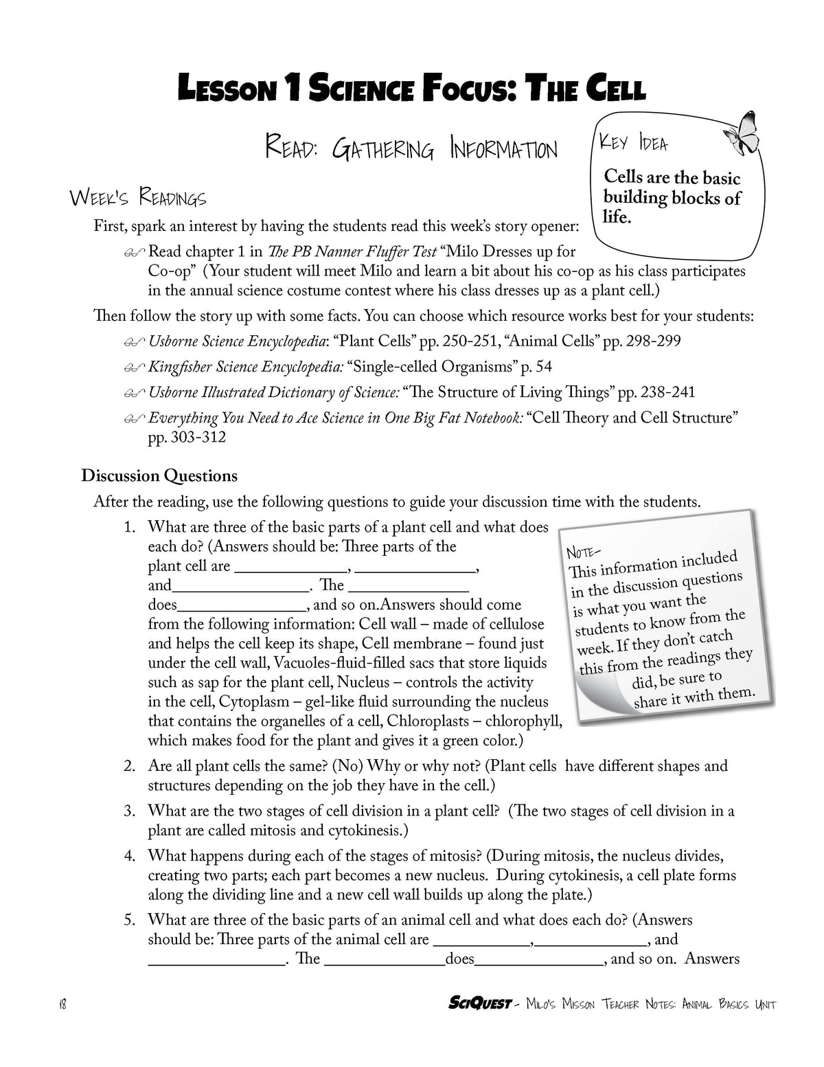 SciQuest 100: Milo's Mission Instructor's Guide