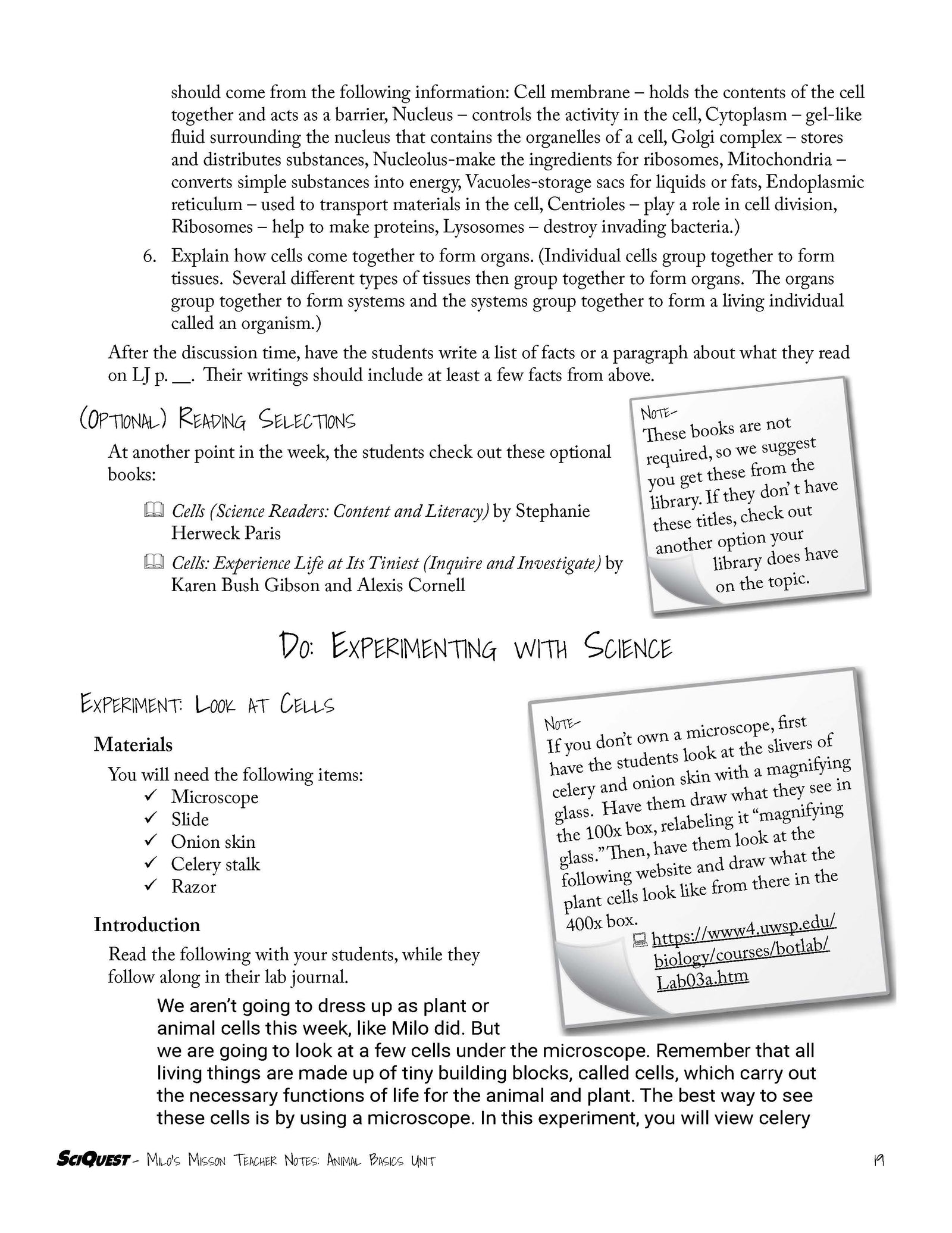 SciQuest 100: Milo's Mission Instructor's Guide