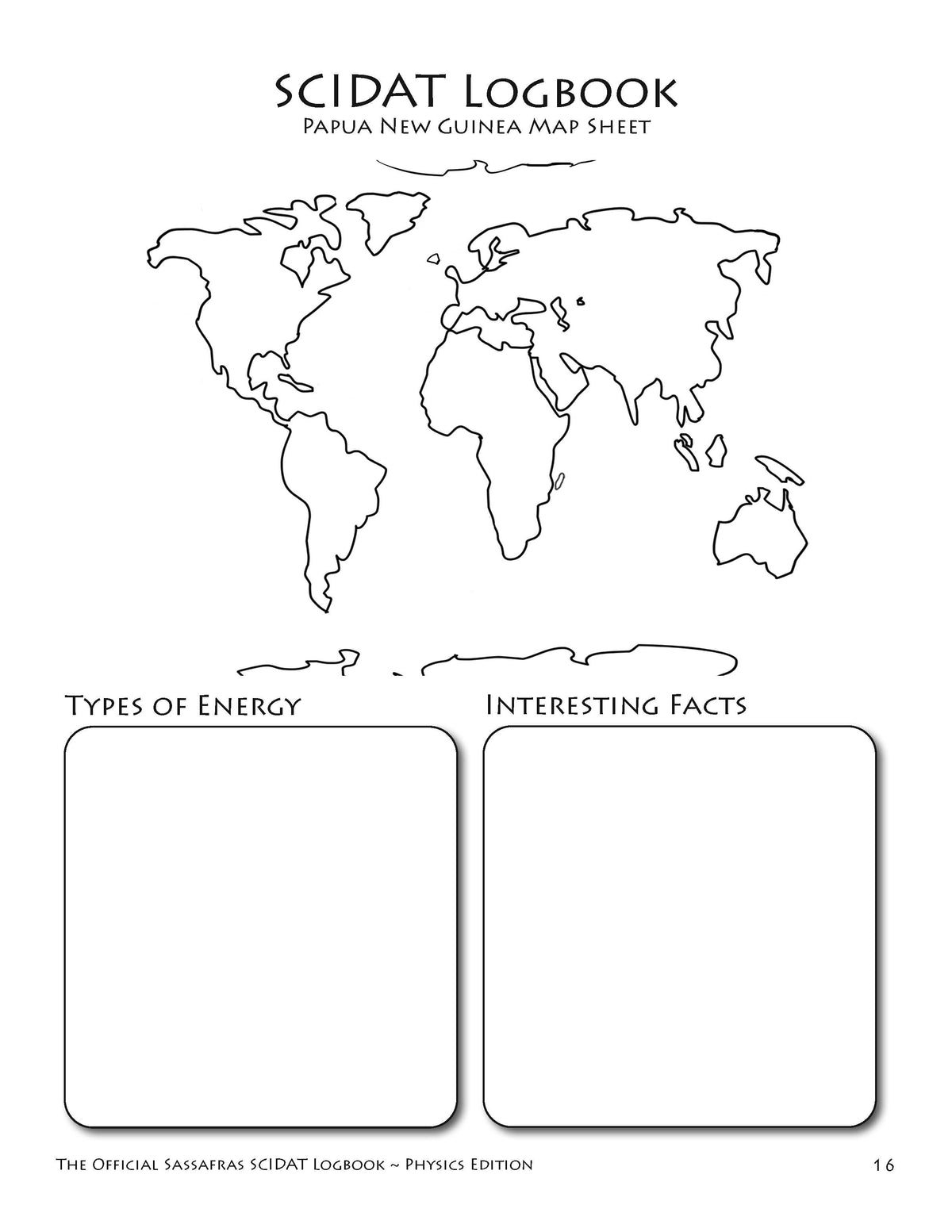 The Official Sassafras SCIDAT Logbook: Physics Edition