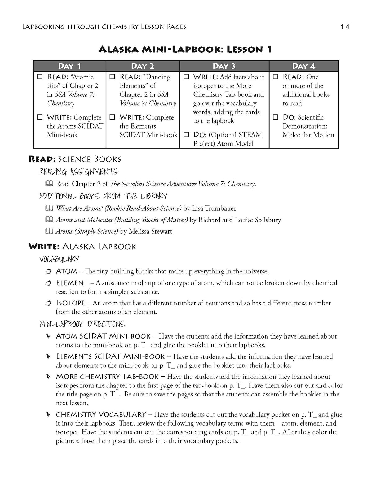Lapbooking through Chemistry with the Sassafras Twins