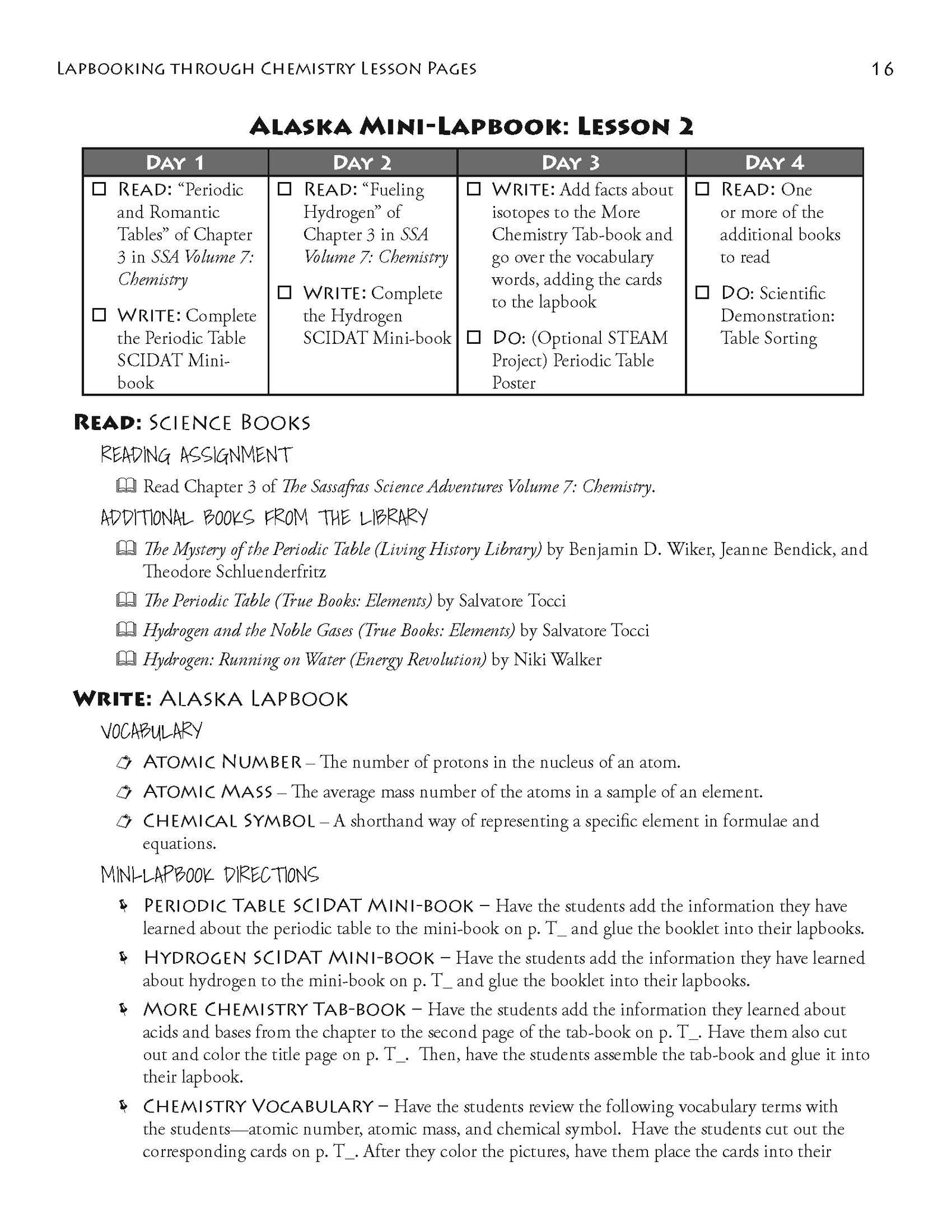 Lapbooking through Chemistry with the Sassafras Twins