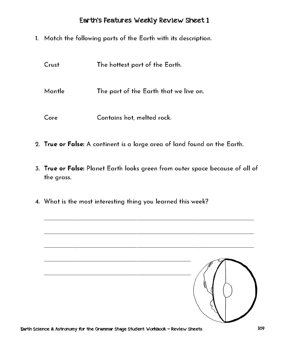 Earth Science & Astronomy for the Grammar Stage Student Workbook {3rd Edition}