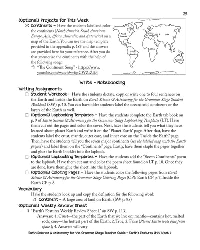 Earth Science & Astronomy for the Grammar Stage Teacher Guide {3rd Edition}