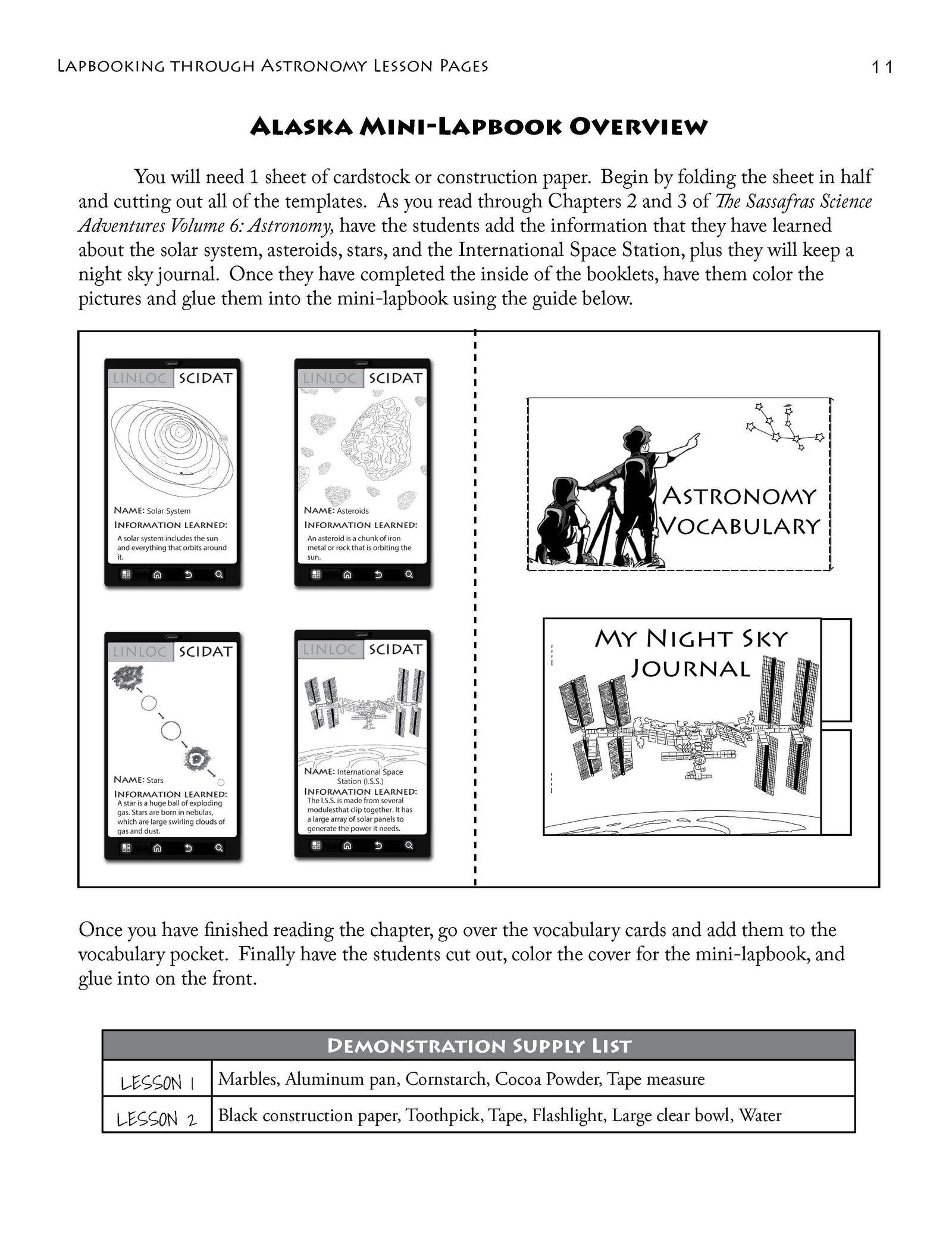 Lapbooking through Astronomy with the Sassafras Twins
