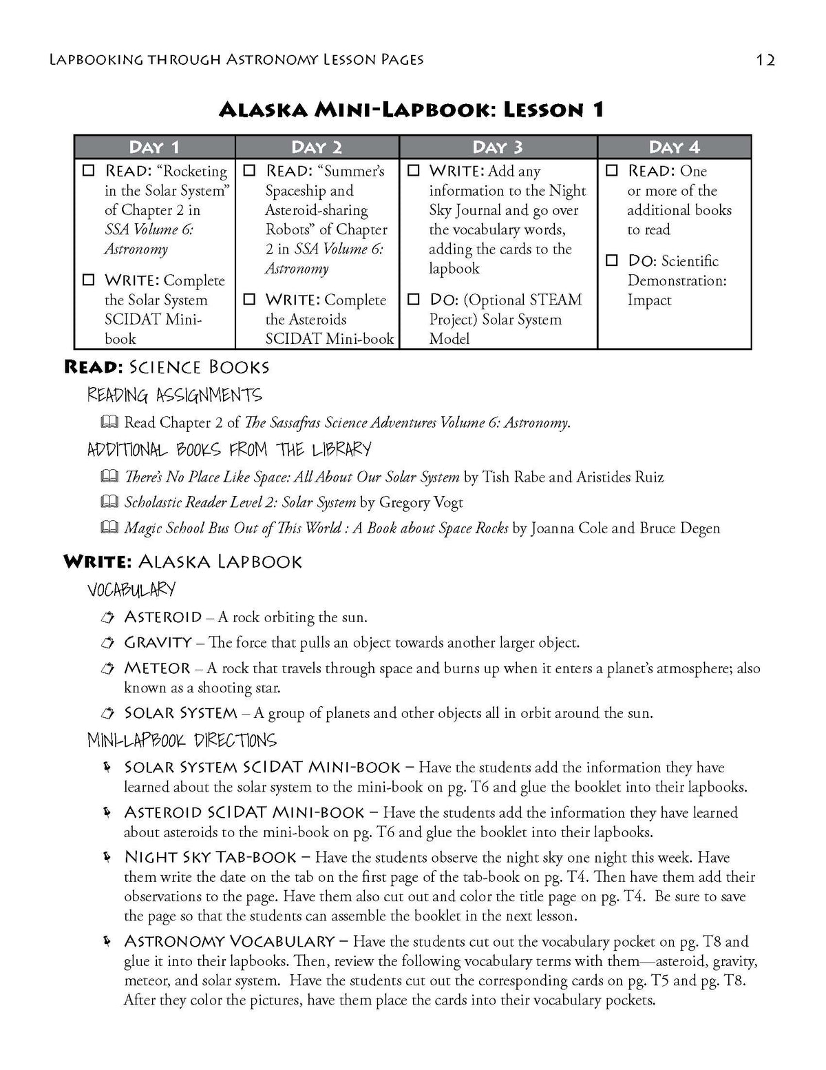 Lapbooking through Astronomy with the Sassafras Twins