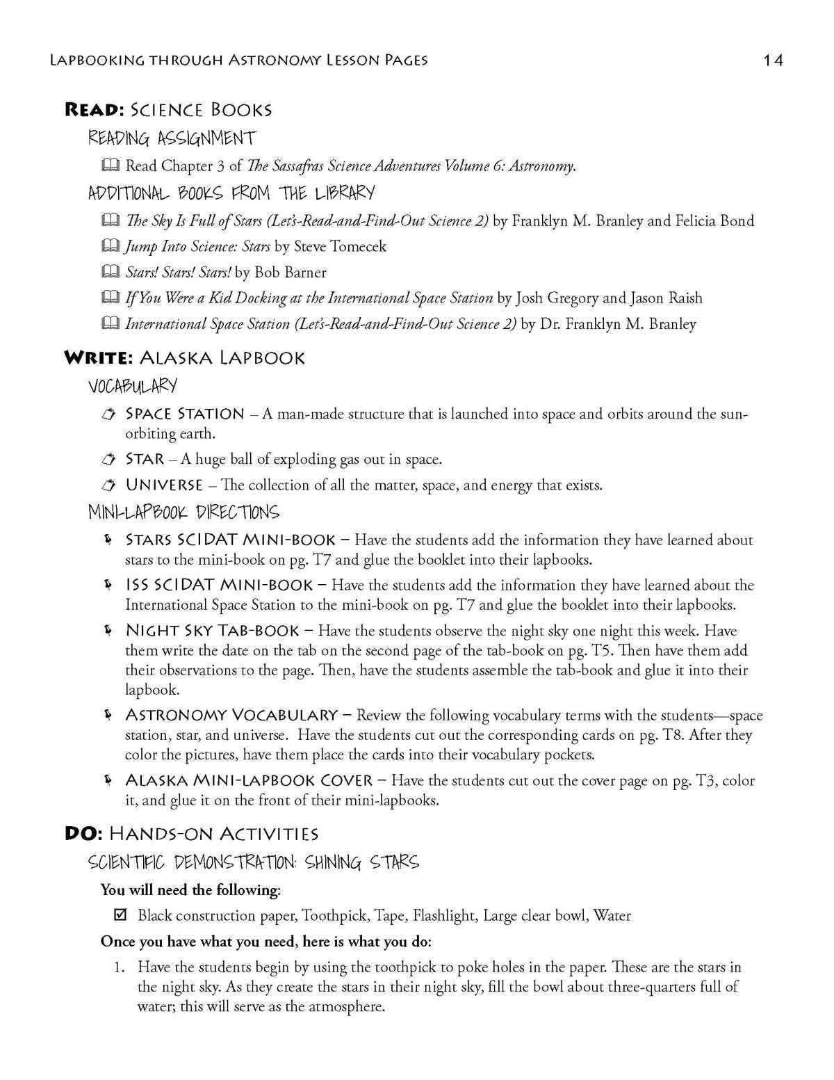Lapbooking through Astronomy with the Sassafras Twins
