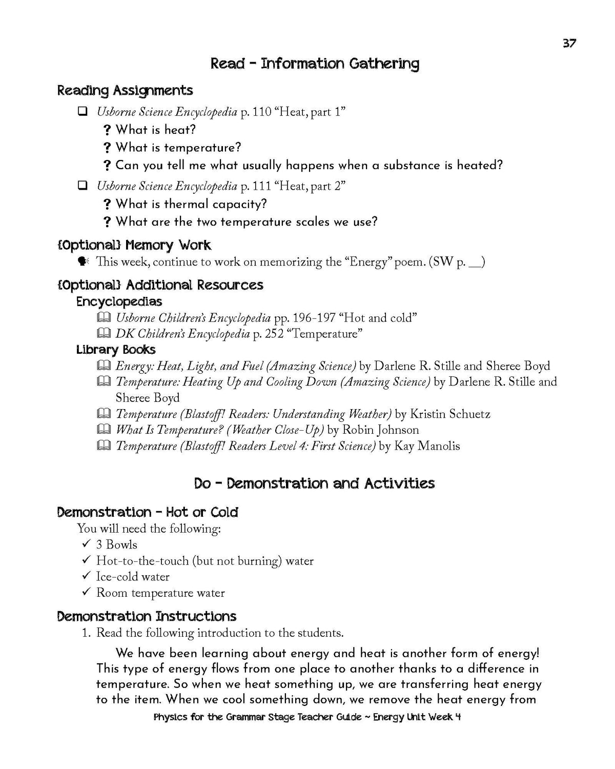 Physics For The Grammar Stage Printed Combo {3rd Edition}
