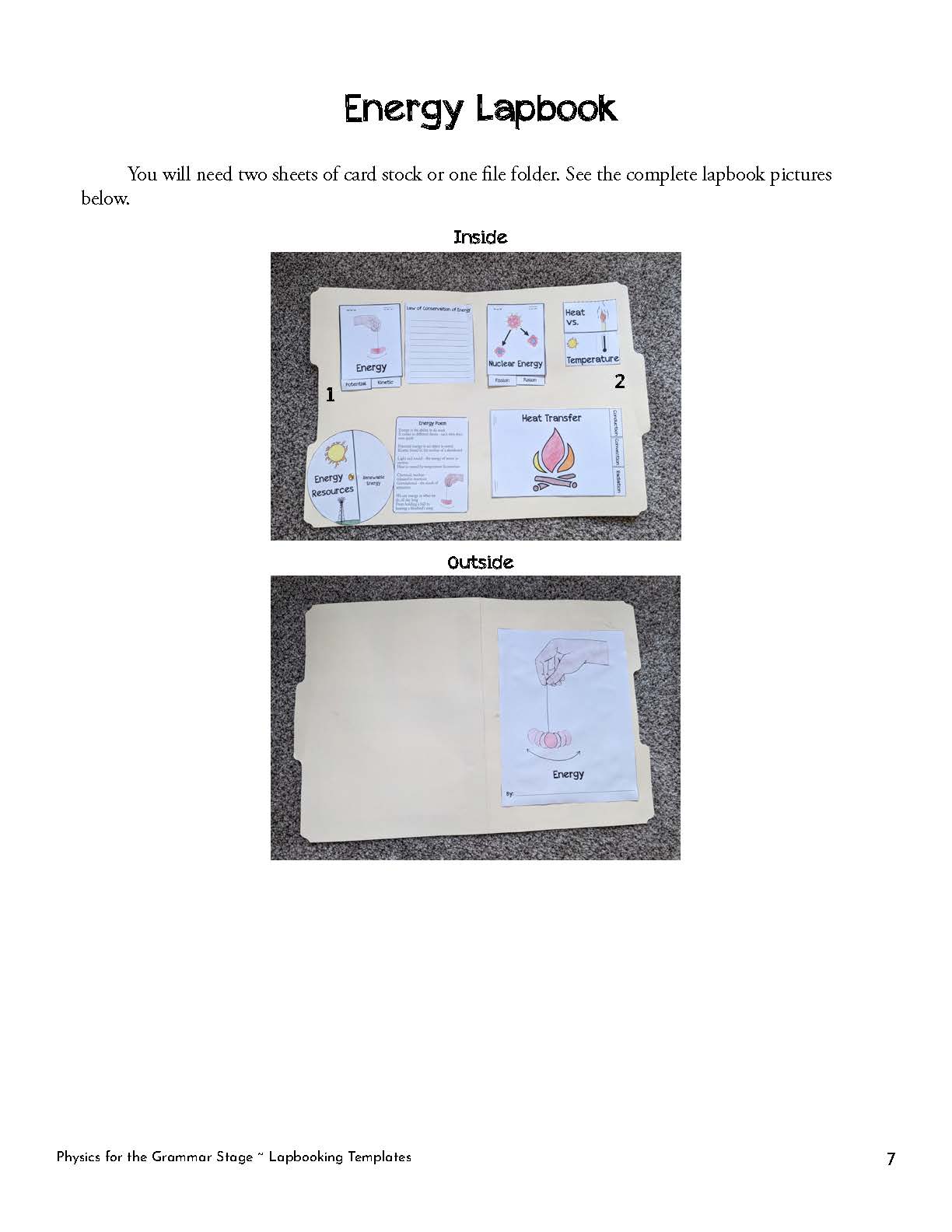 Physics for the Grammar Stage Lapbooking Templates