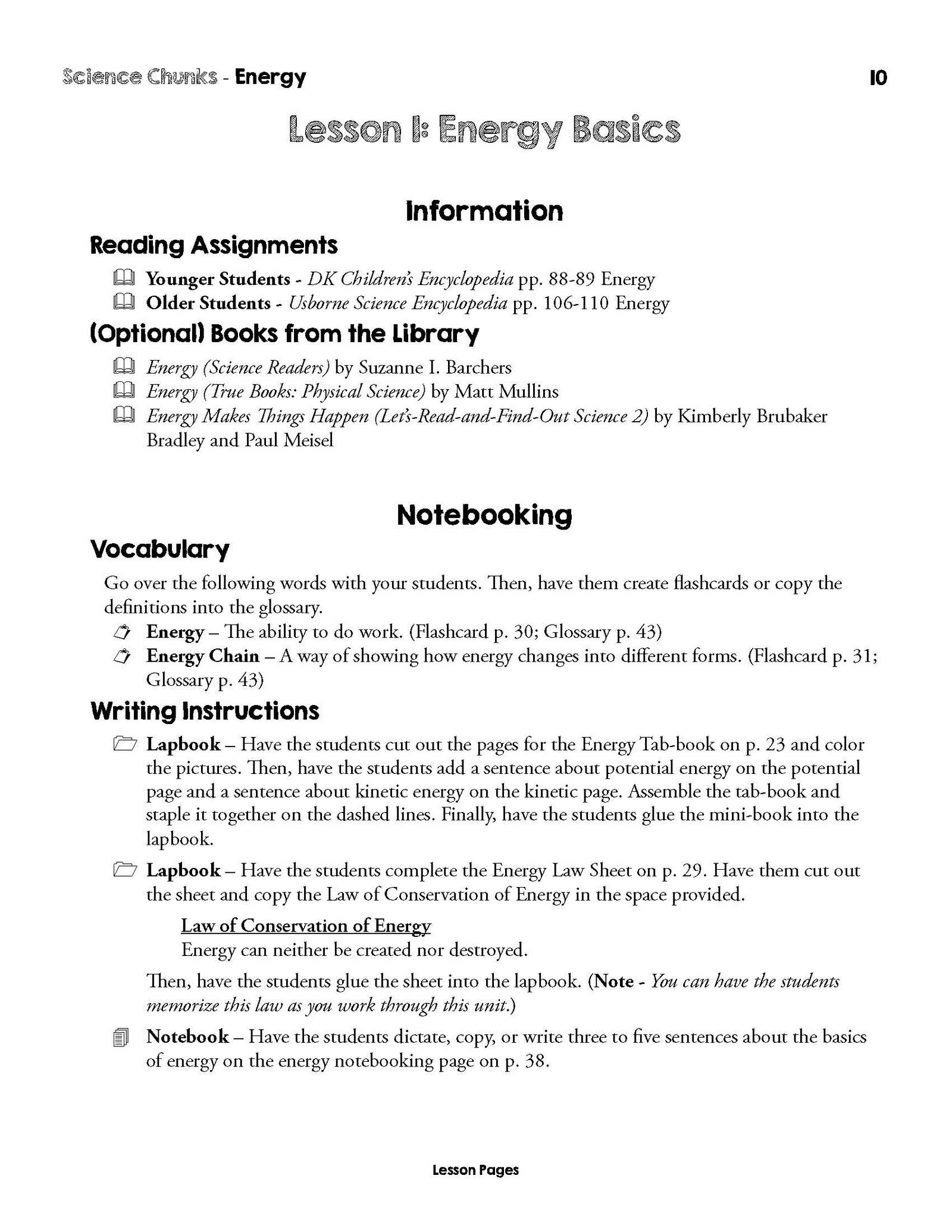 Science Chunks Energy Unit | Elemental Science