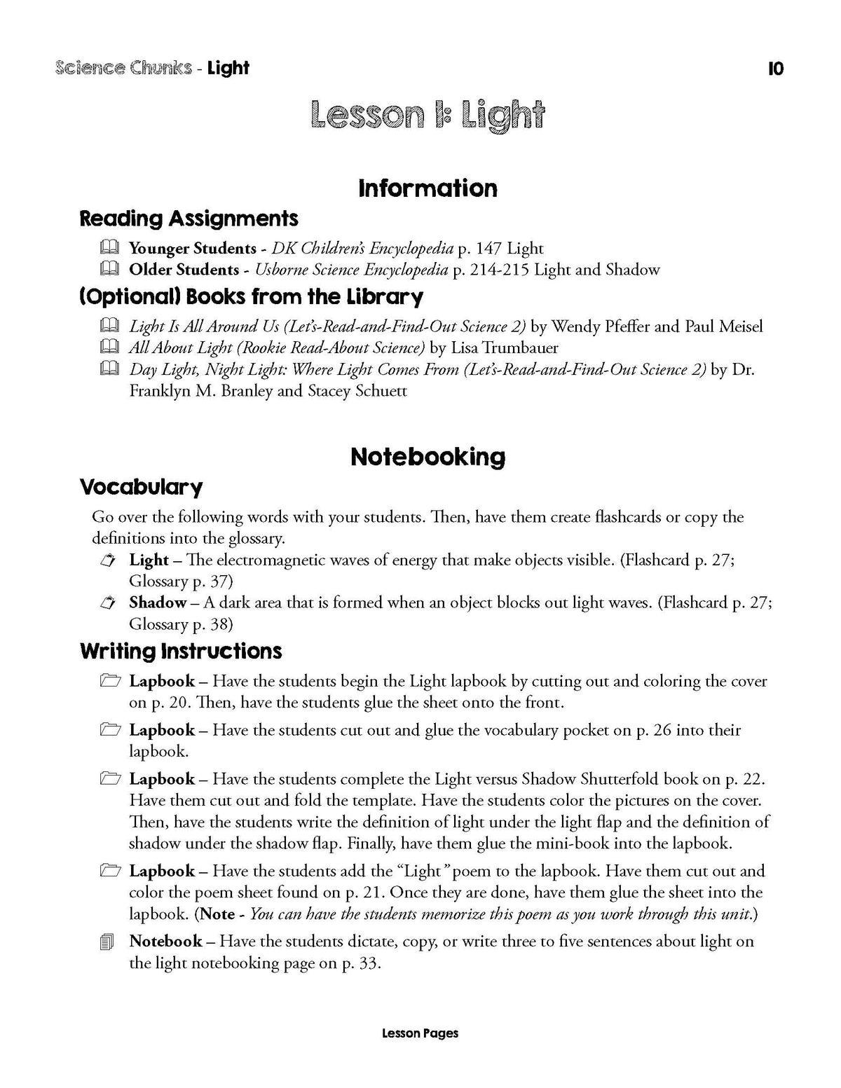 Science Chunks Light Unit | Elemental Science
