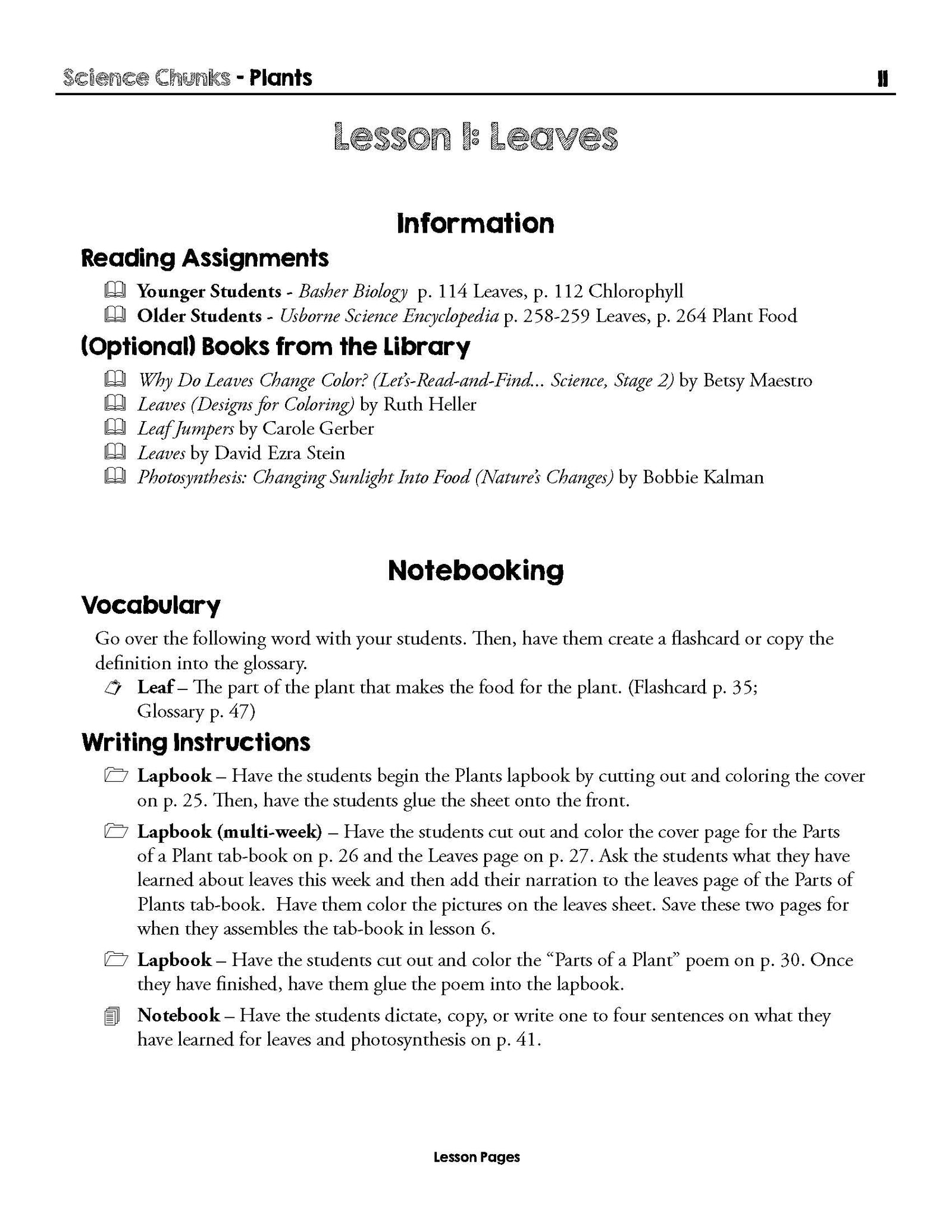 Science Chunks Plants Unit | Elemental Science