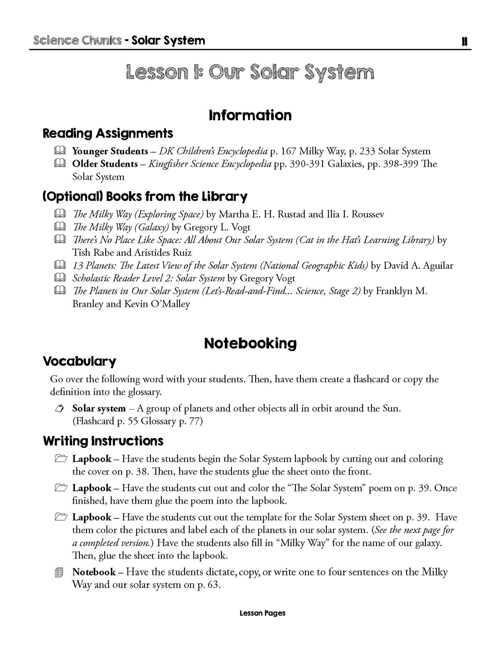 Science Chunks Solar System Unit | Elemental Science