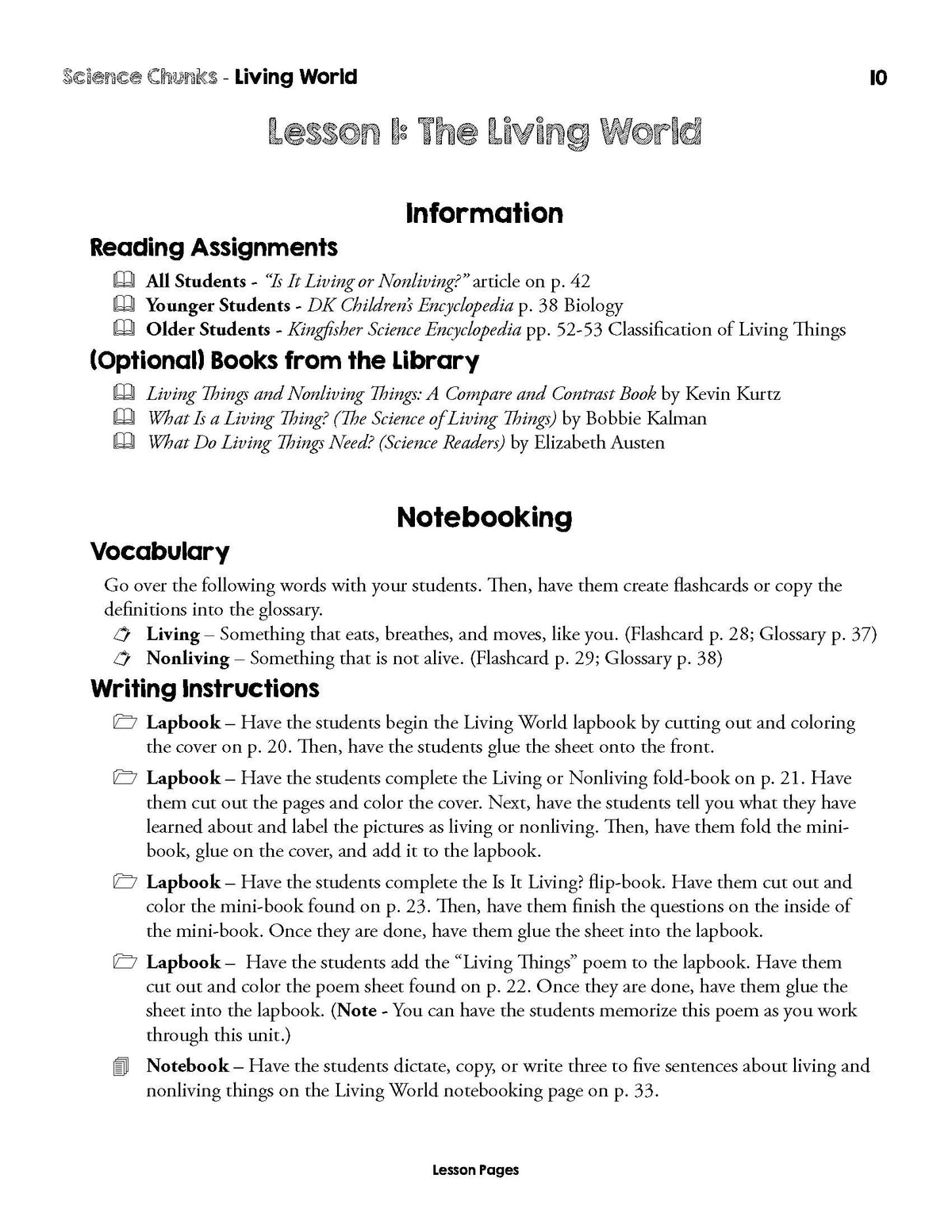 Science Chunks Living World Unit | Elemental Science