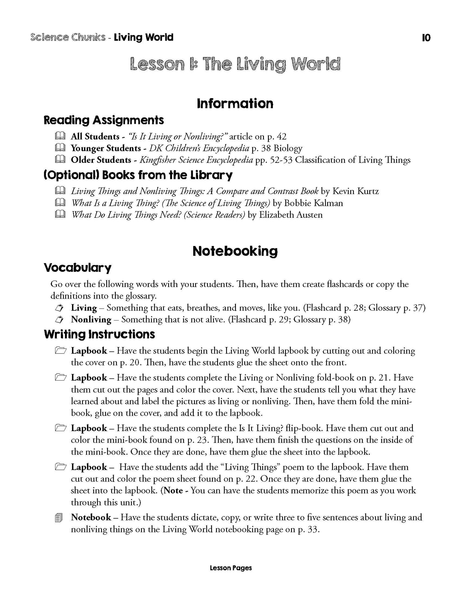 Science Chunks Living World Unit | Elemental Science