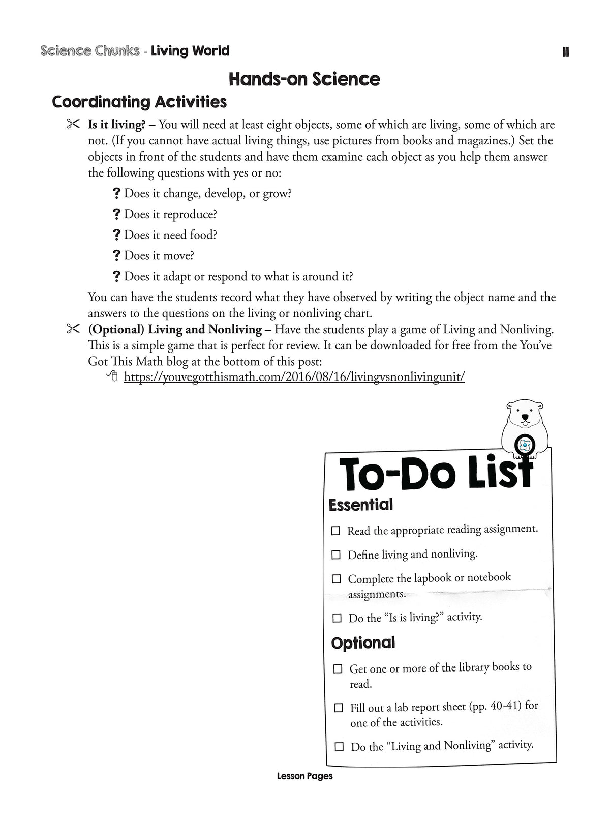 Science Chunks Living World Unit | Elemental Science