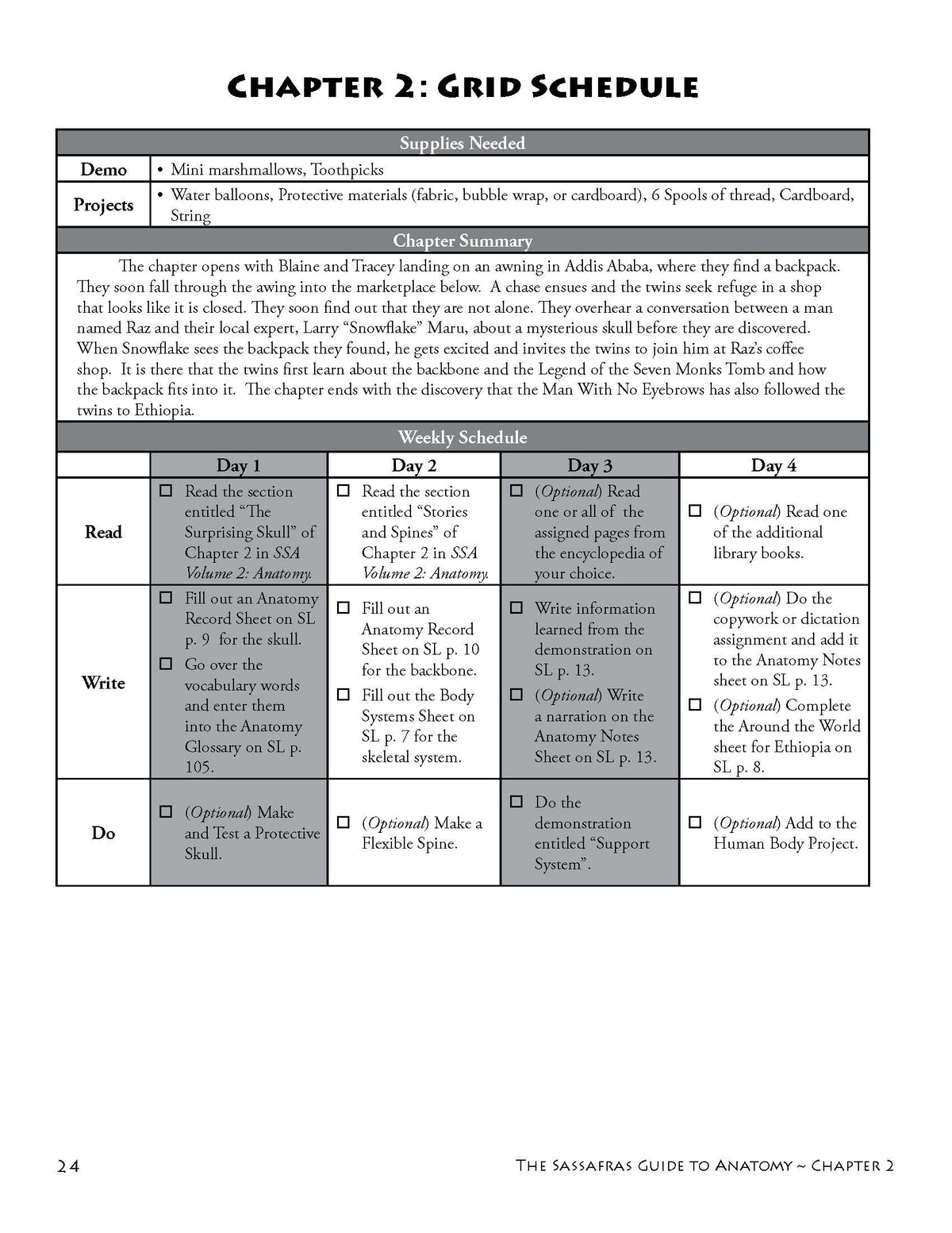 The Sassafras Science Adventures Volume 2: Anatomy Printed Combo | Elemental Science