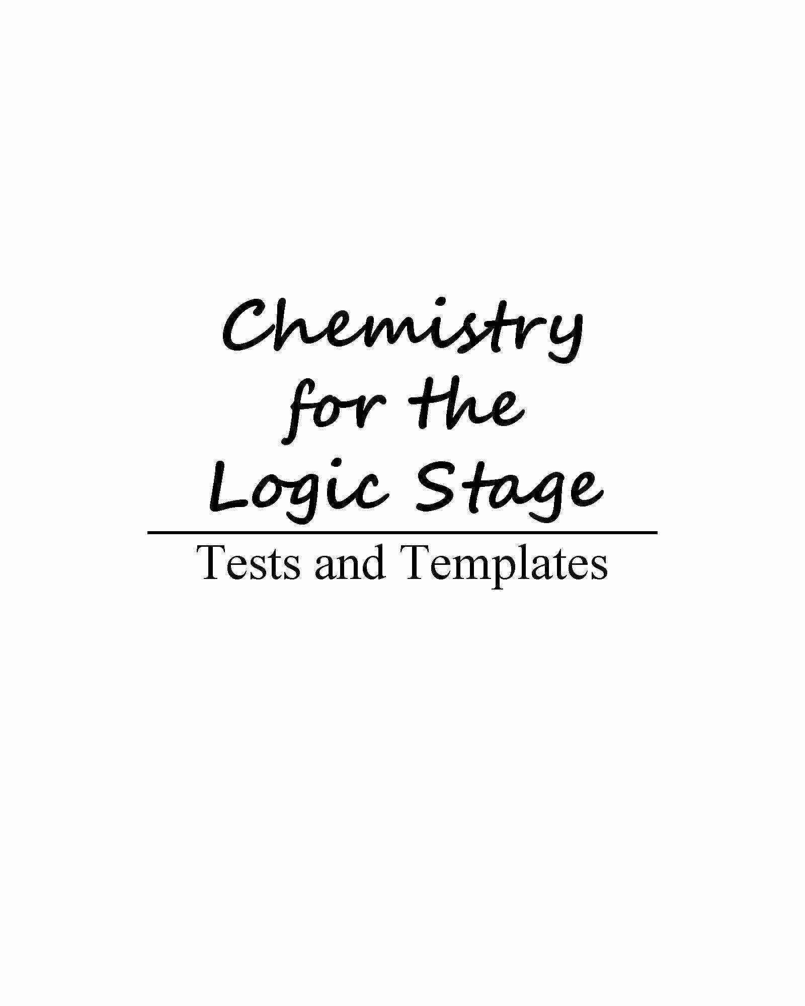 Chemistry For The Logic Stage Tests And Templates