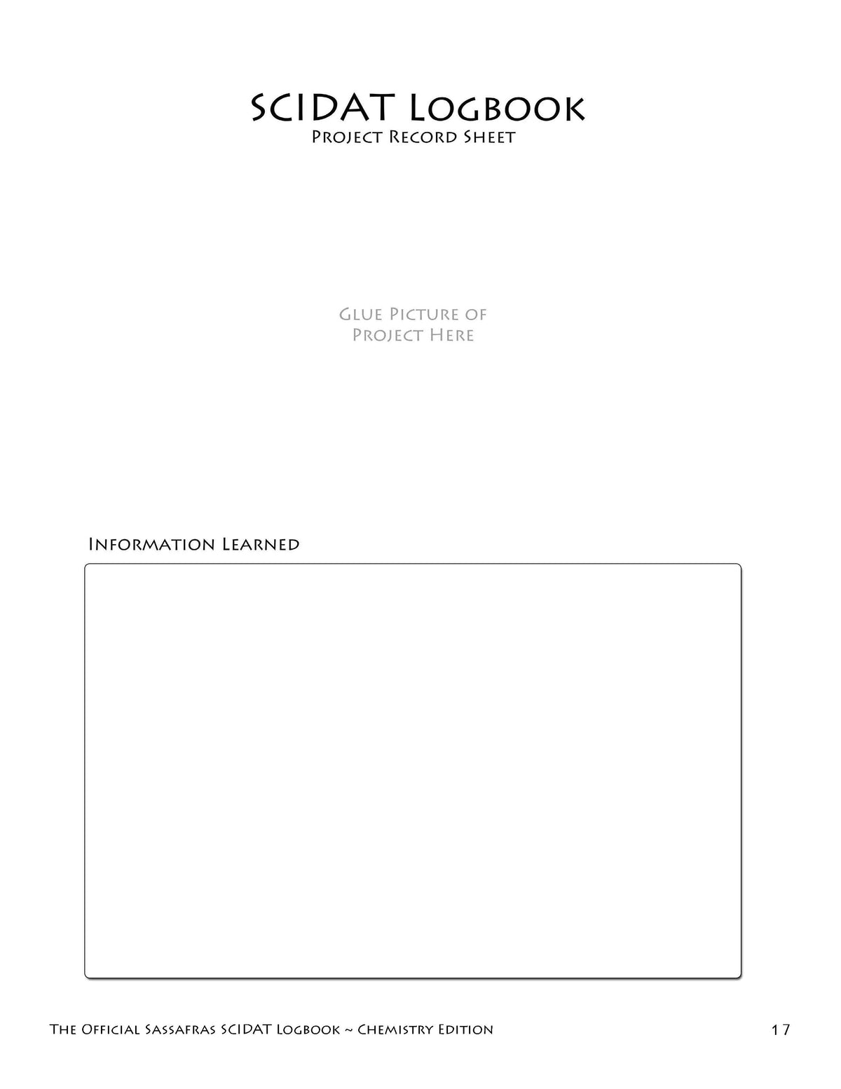 The Official Sassafras SCIDAT Logbook: Chemistry Edition | Elemental Science