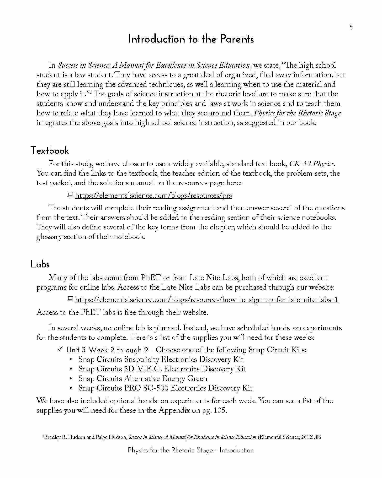 Classic - Physics For The Rhetoric Stage EBook Guide