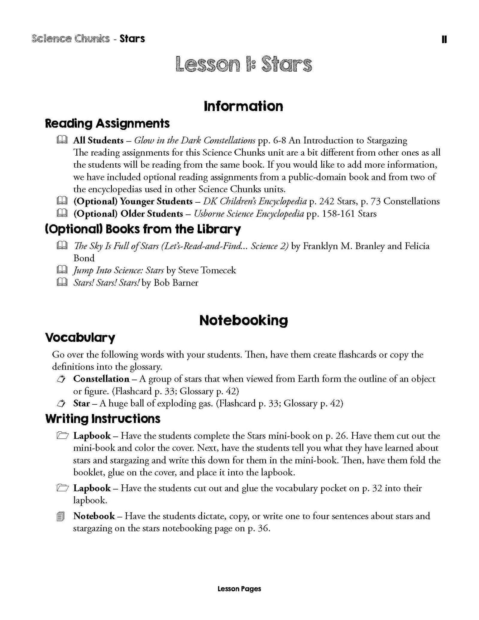 Science Chunks Stars Unit | Elemental Sciences