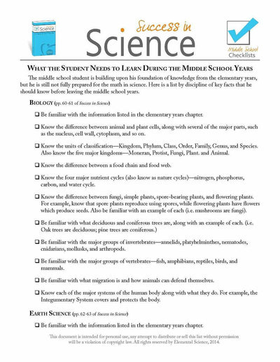 Theory - Checklists For Success In Science {FREE}