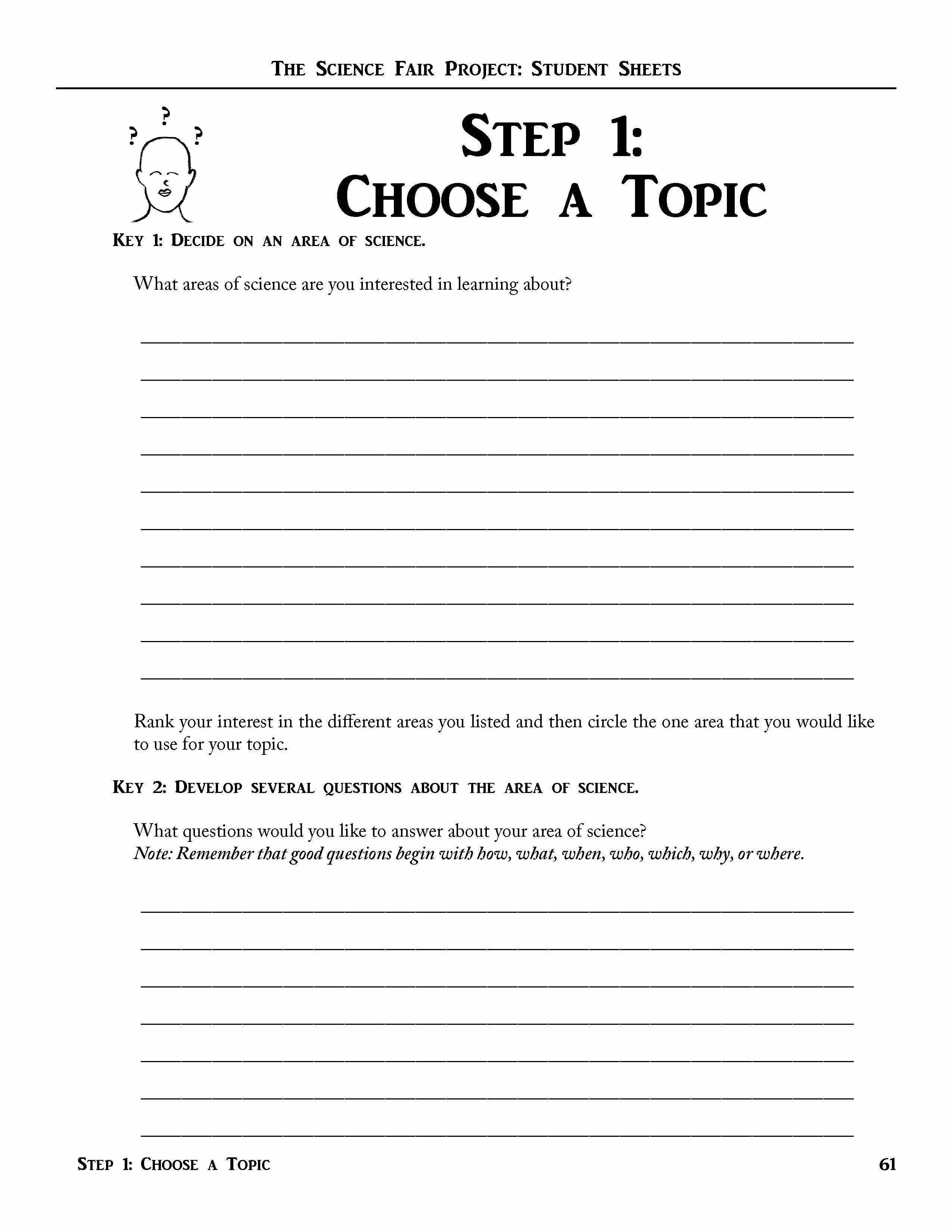 Science Project Worksheet