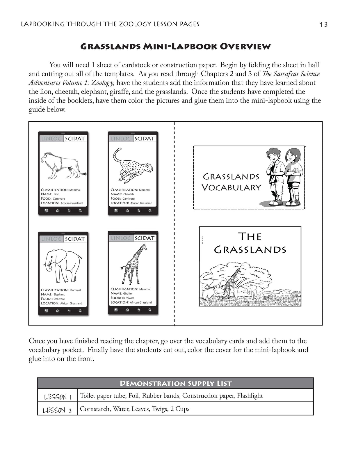 Lapbooking through Zoology with the Sassafras Twins.